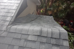 A roofing job with new Owens Corning shingles installed by