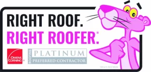 Right Roof Right Roofer Logo. Owens Corning Platinum Preferred Contractor
